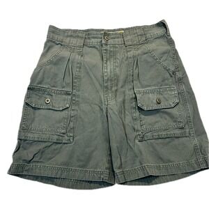 Cabelas 7-Pocket Hiker Shorts Mens 30 Olive Green Cotton Canvas Cargo Outdoor